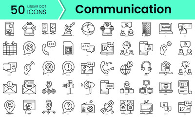 Fototapeta na wymiar communication Icons bundle. Linear dot style Icons. Vector illustration