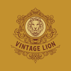 Vintage Vector Lion Logo Illustration