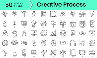 Fototapeta na wymiar creative process Icons bundle. Linear dot style Icons. Vector illustration