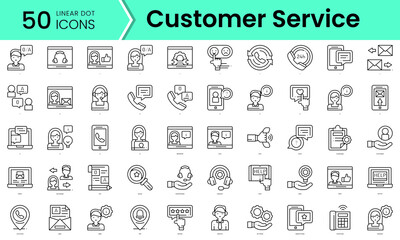 customer service Icons bundle. Linear dot style Icons. Vector illustration