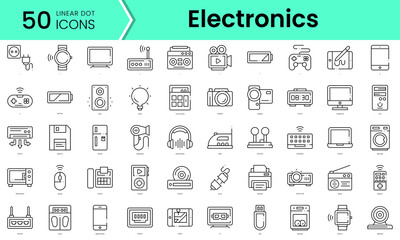 Fototapeta na wymiar electronics Icons bundle. Linear dot style Icons. Vector illustration