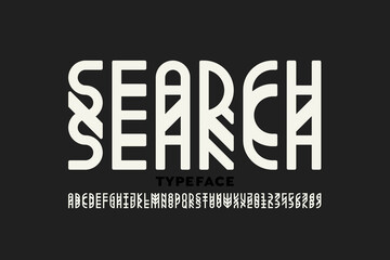 Experimental style font design, alphabet letters and numbers vector illustration