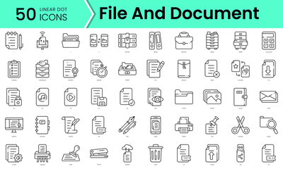 file and document Icons bundle. Linear dot style Icons. Vector illustration