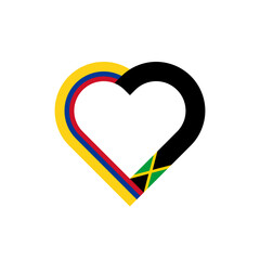 unity concept. heart ribbon icon of colombia and jamaica flags. vector illustration isolated on white background