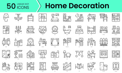 home decoration Icons bundle. Linear dot style Icons. Vector illustration