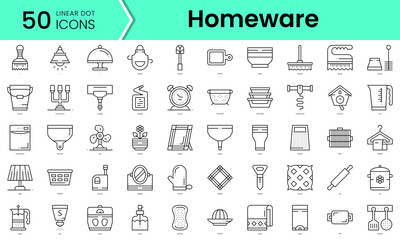 homeware Icons bundle. Linear dot style Icons. Vector illustration