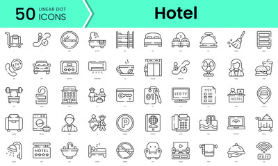 hotel Icons bundle. Linear dot style Icons. Vector illustration - obrazy, fototapety, plakaty