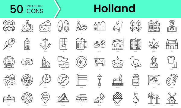 holland Icons bundle. Linear dot style Icons. Vector illustration