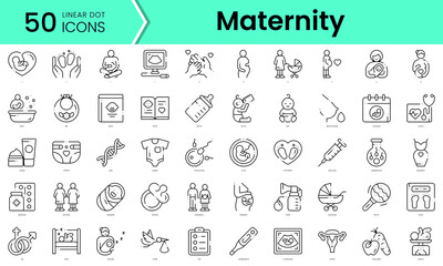 maternity Icons bundle. Linear dot style Icons. Vector illustration - obrazy, fototapety, plakaty
