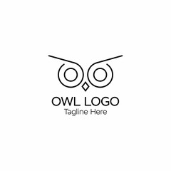 line art owl logo design