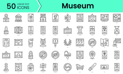 museum Icons bundle. Linear dot style Icons. Vector illustration - obrazy, fototapety, plakaty