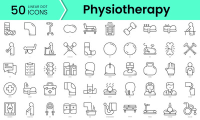 physiotherapy Icons bundle. Linear dot style Icons. Vector illustration