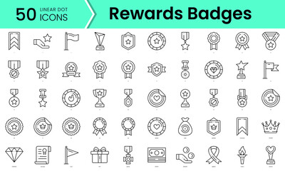 Fototapeta na wymiar rewards badges Icons bundle. Linear dot style Icons. Vector illustration