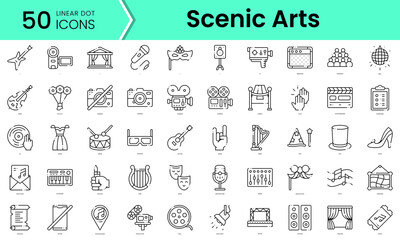 scenic arts Icons bundle. Linear dot style Icons. Vector illustration