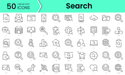 Fototapeta na wymiar search Icons bundle. Linear dot style Icons. Vector illustration