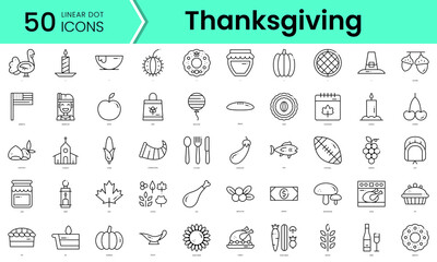Fototapeta na wymiar thanksgiving Icons bundle. Linear dot style Icons. Vector illustration