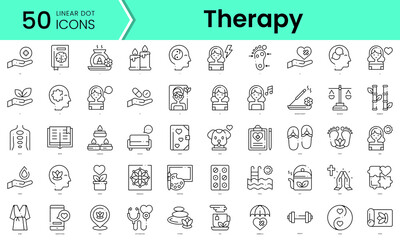 Fototapeta na wymiar therapy Icons bundle. Linear dot style Icons. Vector illustration