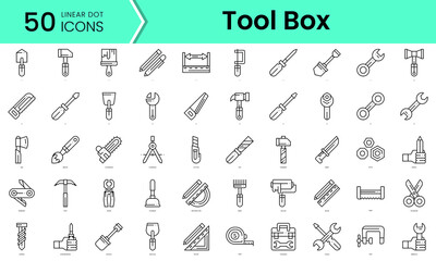 tool box Icons bundle. Linear dot style Icons. Vector illustration - obrazy, fototapety, plakaty