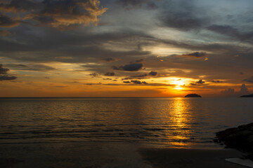 Sunset At The Beach, Tanjung Aru Beach, Kota Kinabalu, Borneo,Sabah, Malaysia