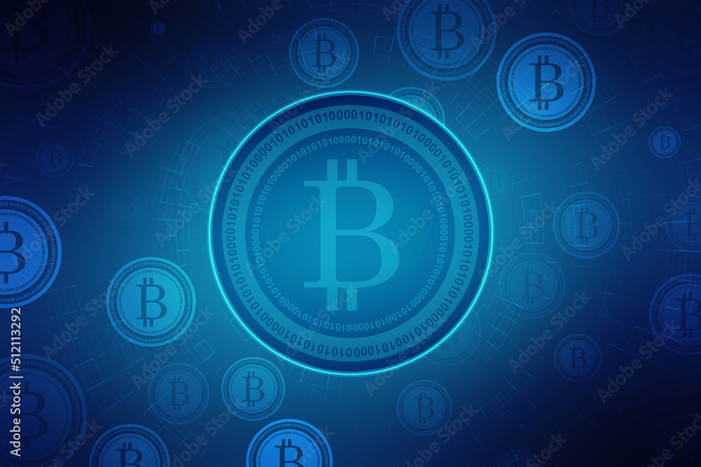 Aufkleber global abstract bitcoin crypto currency blockchain technology world map background illustration
