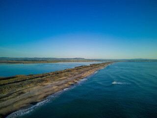 View from a height on the coast washed by the Black sky in Bulgaria