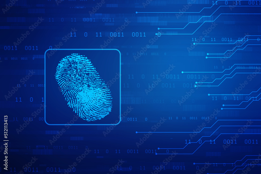 Aufkleber abstract security system concept with fingerprint on technology background, fingerprint scanning ide
