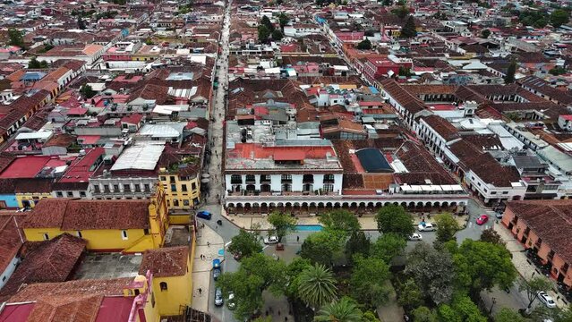 Chiapas San Cristobal de Las Casas Aerial Drone View City Park Highlands Mexico Cultural Destination