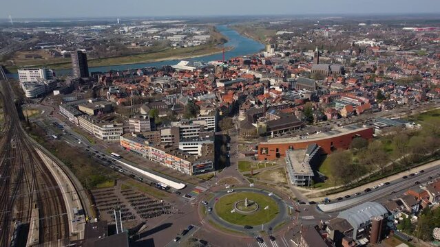 Nice scene and scenery of the city of Venlo, with river at the background