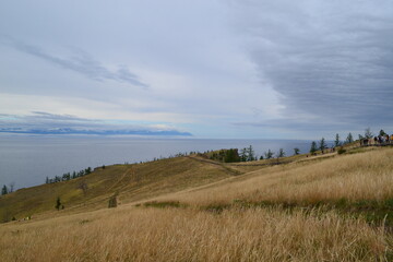 landscape with lake Baikal and clouds