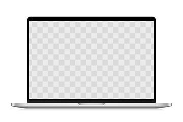 Laptop mockup isolated on white background with transparent screen. Stock royalty free vector illustration. - obrazy, fototapety, plakaty