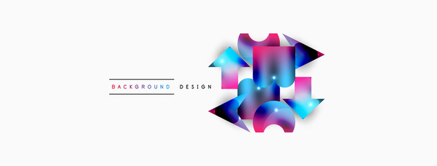 Dynamic composition, shiny geometric shapes abstract background. Trendy techno business template for wallpaper, banner, background or landing