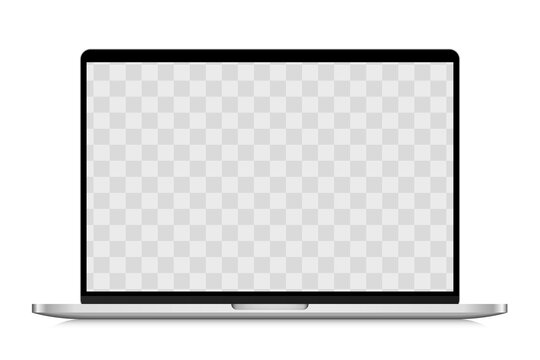 Laptop mockup isolated on white background with transparent screen. Stock royalty free vector illustration.