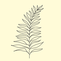 One line drawing of vector monstera leaves and palm leaves. Modern single line art, aesthetic outline. Ideal for home decor such as posters, wall art, printed bag or t-shirt, sticker, mobile phone cas