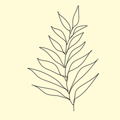 One line drawing of vector monstera leaves and palm leaves. Modern single line art, aesthetic outline. Ideal for home decor such as posters, wall art, printed bag or t-shirt, sticker, mobile phone cas