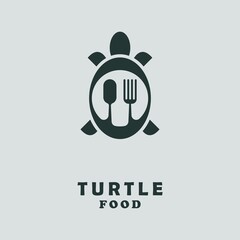 black turtle silhouette logo vector with fork and spoon