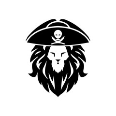 Lion Logo Design Vector Template with pirate hat