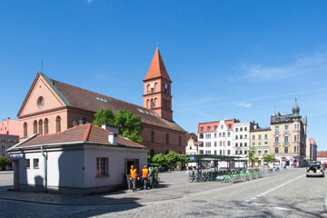 Torun Poland, May 09, 2022:  Former evangelical church, Rynek Nowomiejski 28, Torun