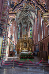 Torun, Poland, May 09, 2022: The interior of the Church of St. James in Torun.