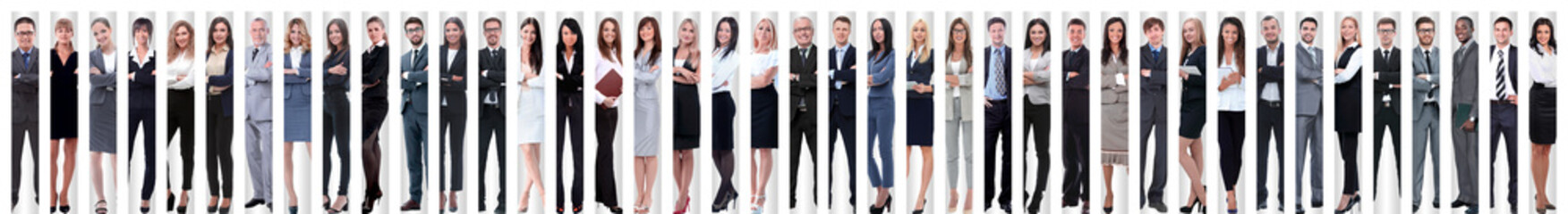 panoramic collage of a large and successful business team