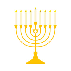 Hanukkah menorah, Jewish religious candle- vector illustration