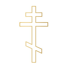 golden orthodox cross icon- vector illustration