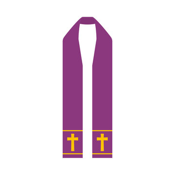 purlpe priest's stole with cross- vector illustration