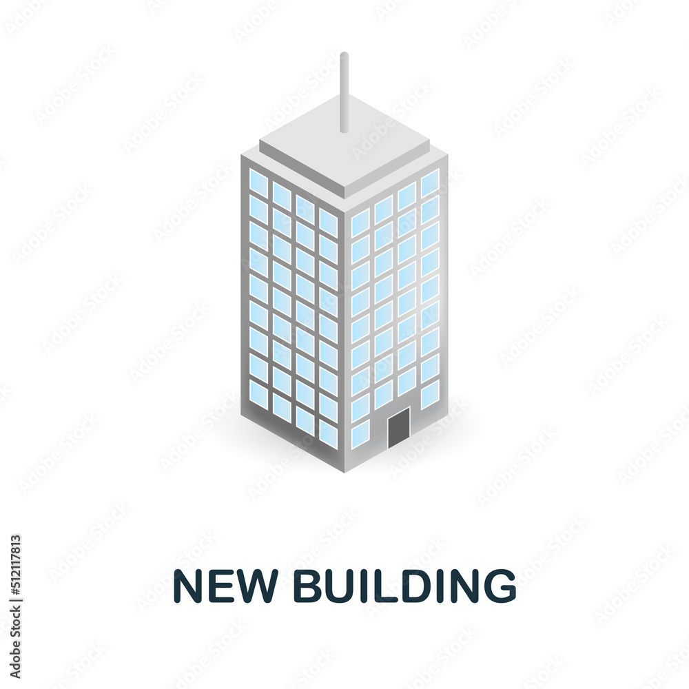 Poster new building 3d icon simple element from buildings collection. creative new building icon for web de