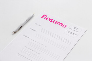 Find new job. Resume application form ready to be reviewed
