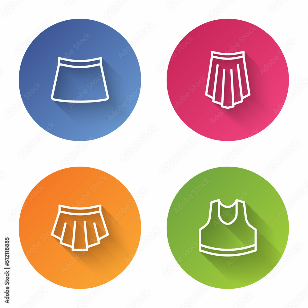 Canvas Prints Set line Skirt, and Undershirt. Color circle button. Vector