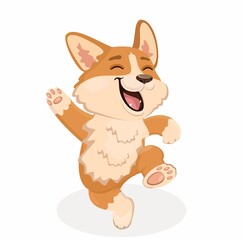 A cute corgi cartoon vector icon illustration. animal nature icon concept isolated premium vector. flat cartoon style.