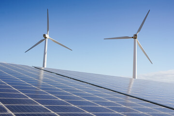 Solar panel and windmill farm - Alternative energy © Sabrina