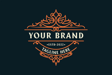 Orange Elegant Vintage Badge Label Logo design inspiration