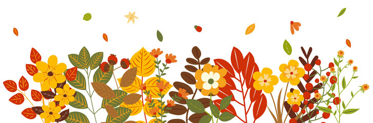 autumn leaves in flat design, isolated