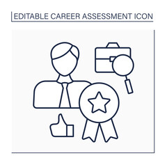 Status and prestige line icon. Reputation achieved through hard work. Best worker. Career assessment concept. Isolated vector illustration. Editable stroke